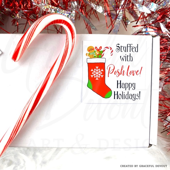 🎄 Stuffed with Posh Love! Happy Holidays! - 2" (inches) (96ct.)  [GD32-96] - Picture 5 of 5